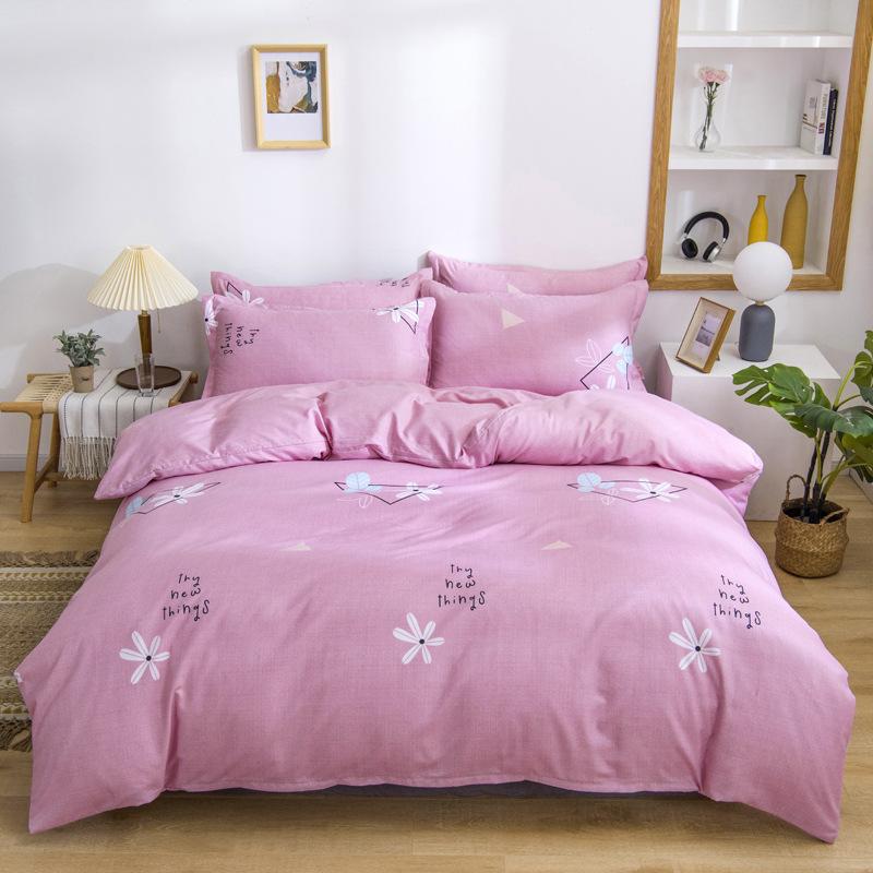 Live Stream Thickened Platinum Cotton Sanded Four-piece Set, Bed Sheet Quilt Cover, Student Dormitory Three-piece Set, Bedding