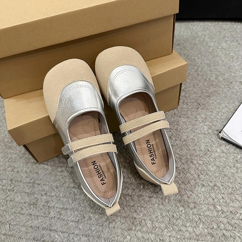 

Женские туфли-лодочки на плоской подошве, весна 2025, новые, с неглубоким вырезом, на липучке, однословные, большого размера, повседневные туфли Мэри Джейн 43