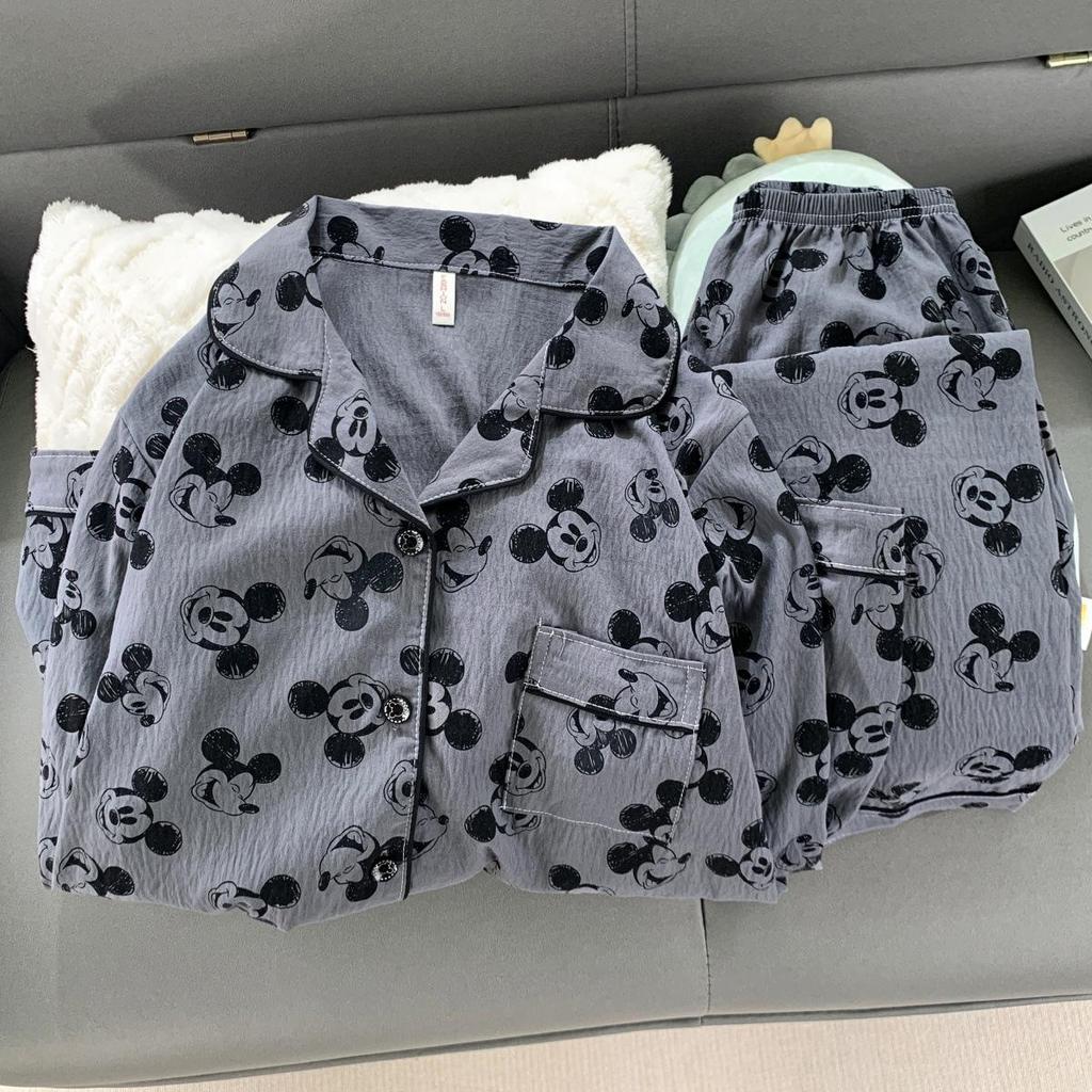 Dámský bavlněný pyžamový set Mickey - Jaro/Podzim Svetr & Dlouhé kalhoty