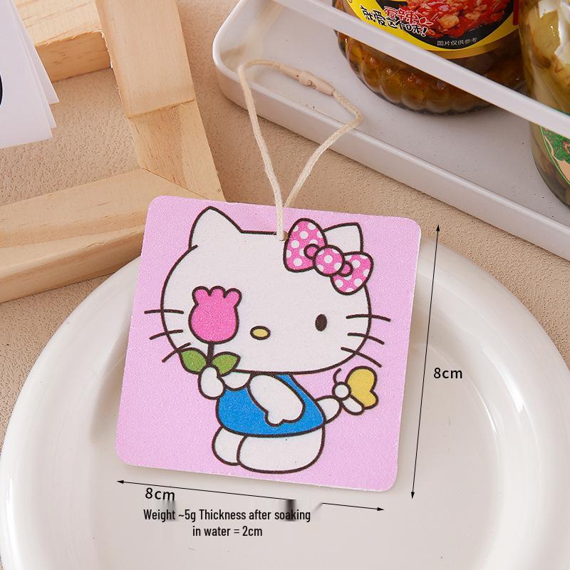Cartoon Cat Compressed Wood Pulp Dish Sponge - Absorbs Water, Resists Oil & Stains, Ideal for Kitchen Cleaning