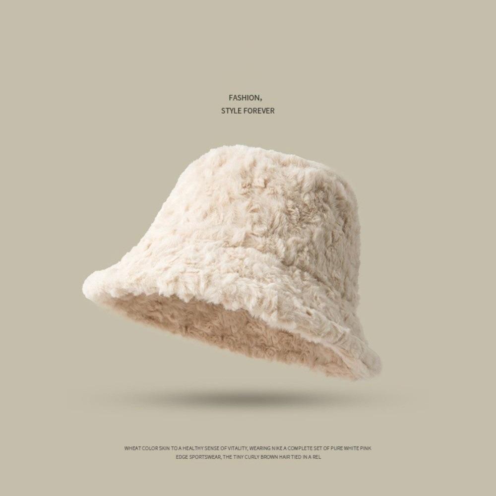 

Ветрозащитная рыбацкая шляпа Теплая теплая шляпа Новая шляпа-ведро Осень и зима бежевый