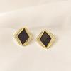 Elegant Black Square Crystal Stud Earrings for Women