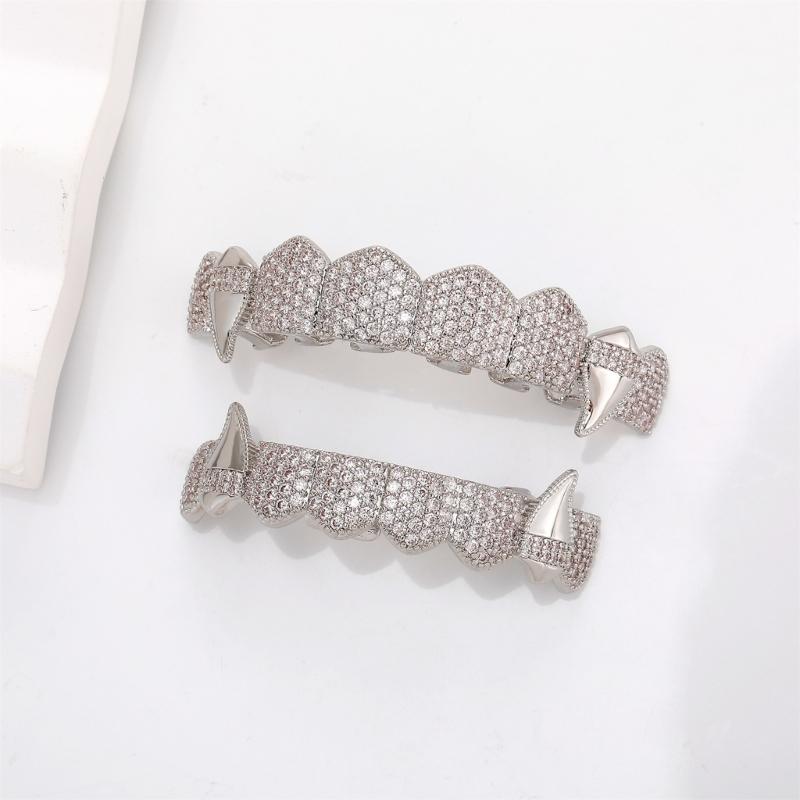 Lightweight Vampires Fangs With Gold Silver Color Options Sturdy Copper Costume Teeth For Theme Parties