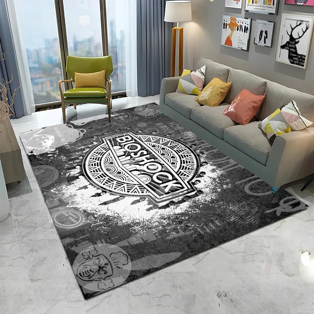 3D Retro BioShock Game Gamer HD Carpet Rug for Home Living Room Bedroom Sofa Doormat Decor,kids Play Area Rug Non-slip Floor Mat