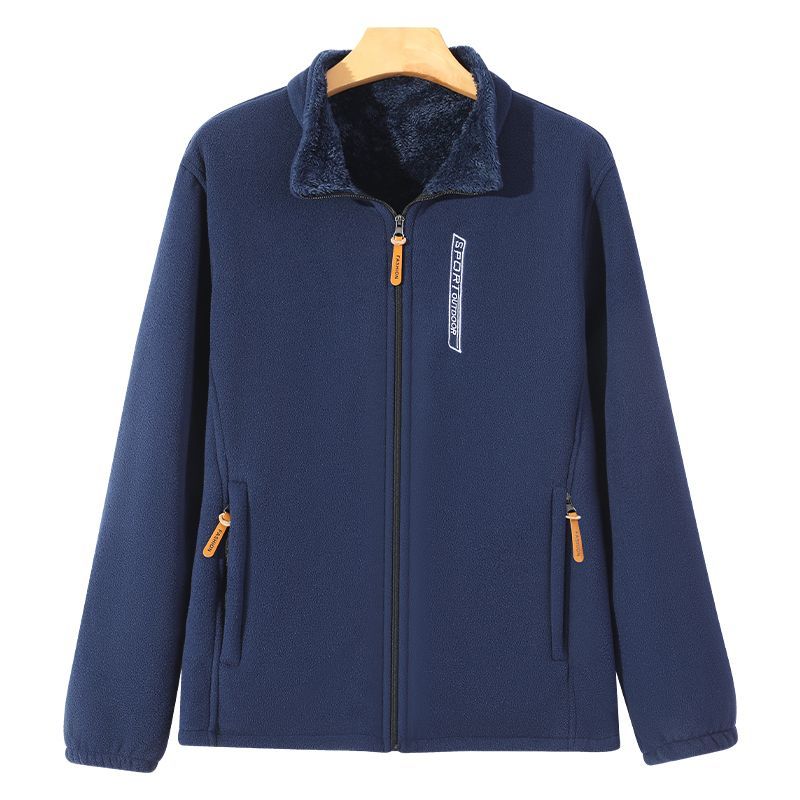 

Outdoor Polar Fleece Men s Fleece Jacket Jacket Autumn and Winter Thickened Plus Velvet Large Size Outer Wear Sweater Cardigan Spring and Autumn XXXXXL темно-синього кольору