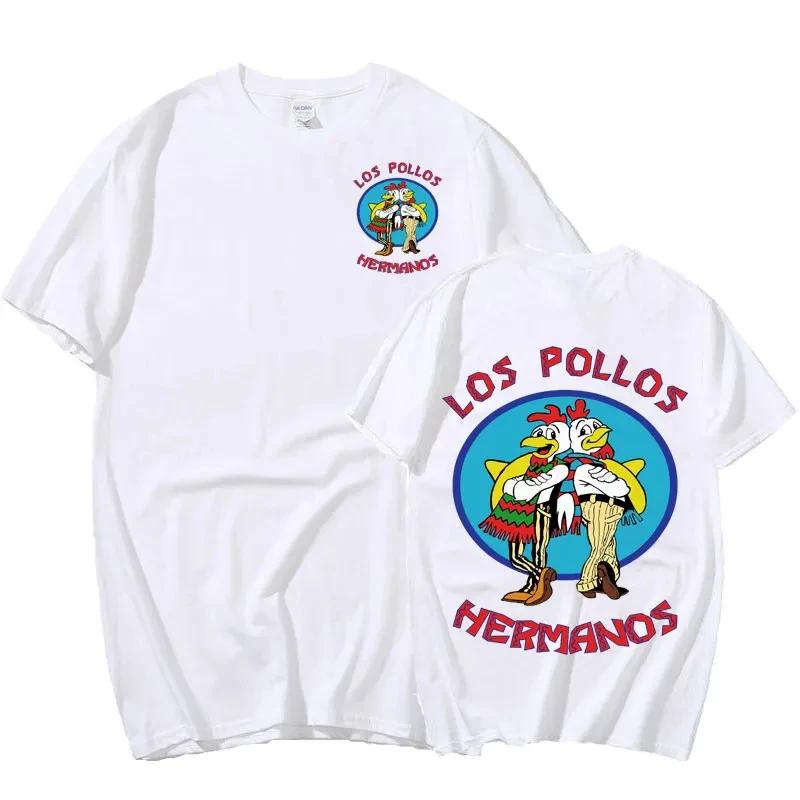 Y2k Tshirt Men Clothing In Top & Tees Mens T-Shirt Camisetas TV Series Breaking Bad Los Pollos Hermanos Double Sided Print 70202