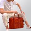 Genuine Leather Men's 15-Inch Crossbody Briefcase and Laptop Bag