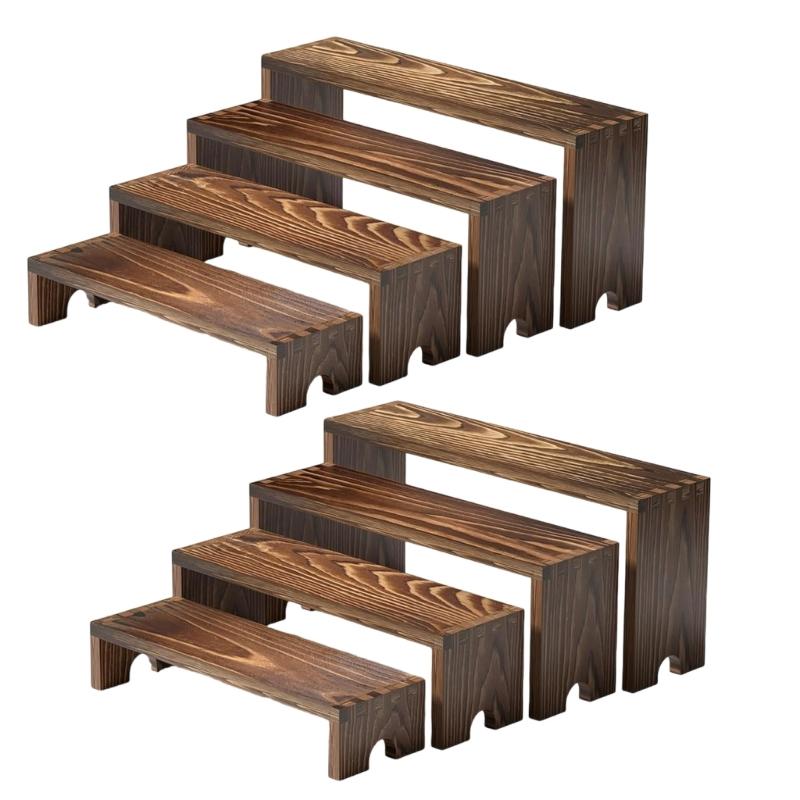 

Pack of 8 Multi Tiers Display Shelves for Anime Figures Collectibles Wood Desktop Organizers with Multi Levels Storage 1