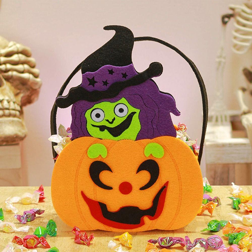 Gifts Pouch Halloween Wool Felt Bag Non-woven Pumpkin Candy Bucket Creative   Party
