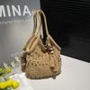 Literary woven bag women's new seaside vacation shoulder armpit tote bag casual beach bag