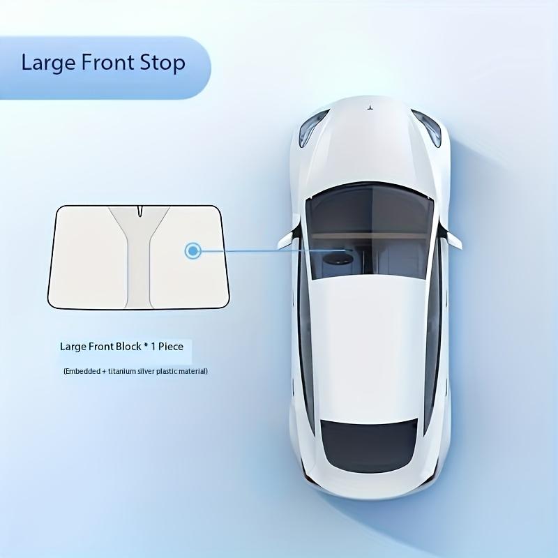 Front Windshield Visor, Anti-Sun Heat Insulation Folding Shade, Titanium Silvery Thermal Cooling Baffle, Heat Release UV Protection, Summer Sunshade