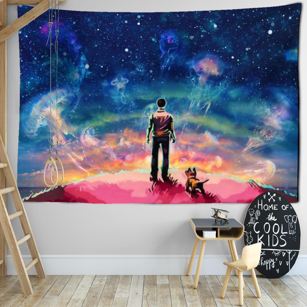 Desen animat cer înstelat umbră spate tapiserie agatat perete artă misterioasă hippie tapiz estetică abstractă decor acasă