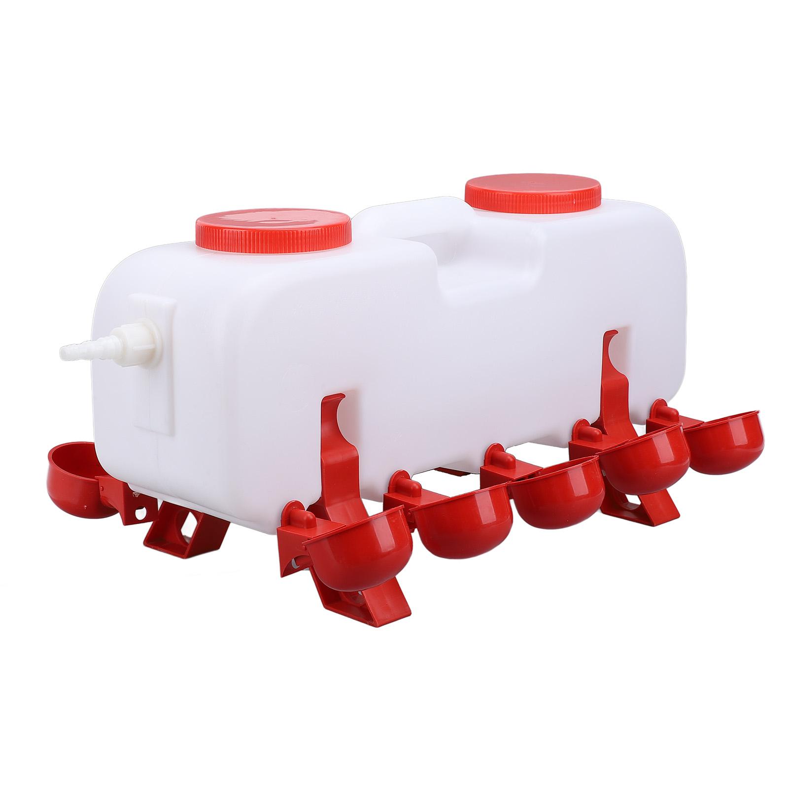 Automatic Chicken Waterer Dispenser 10 Liters Poultry Water Feeder With10 Chicken Waterer Cups for Geese
