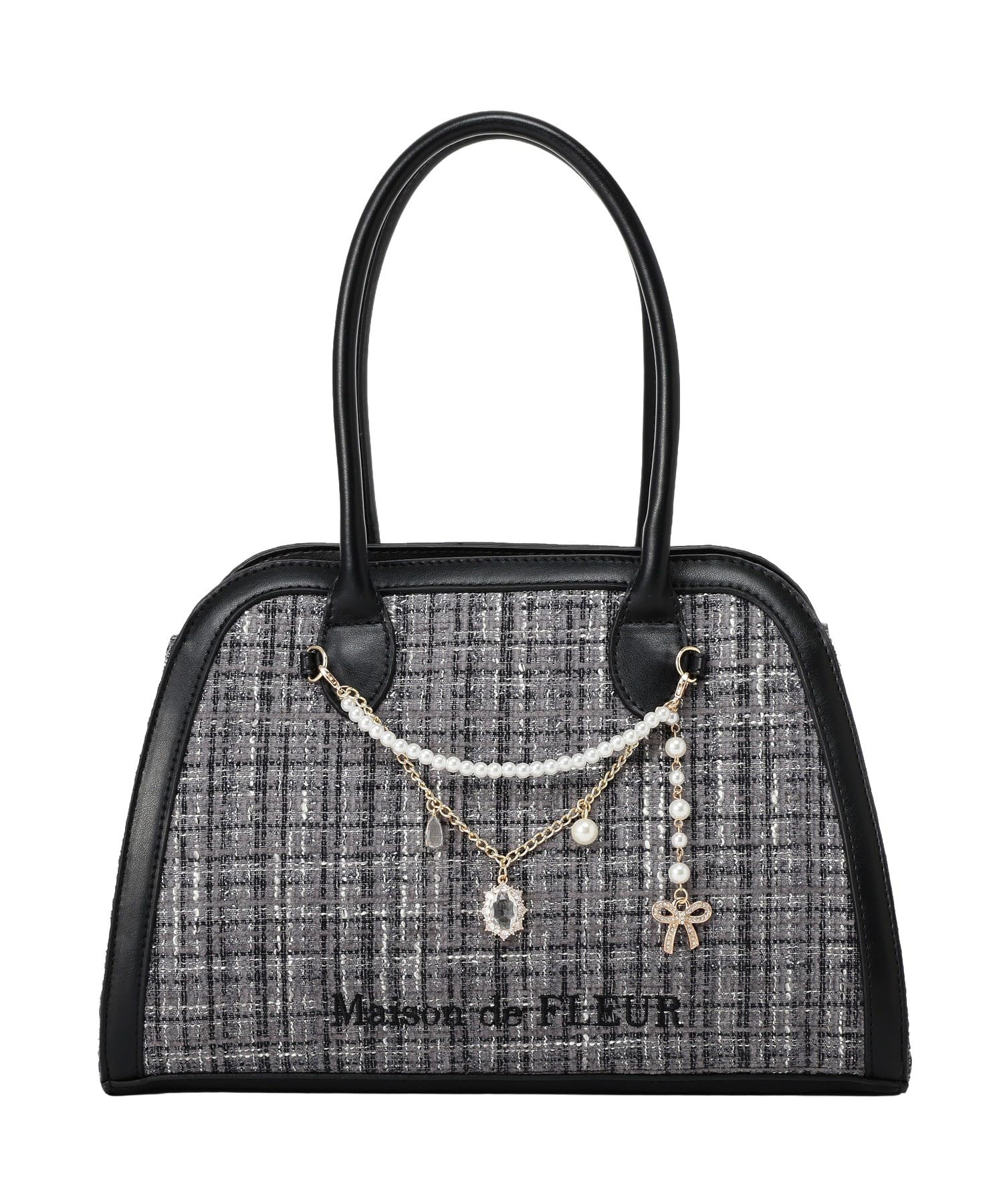 

Сумка Maison de FLEUR твидовая 2-в-1 с подвеской, черная, F Сумка, 08001166300
