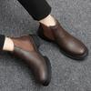 Chelsea Boots Men outdoor Handmade Business Black Red Slip on Flock genuine leather Boots Sapato Masculino plush Men snow Boots