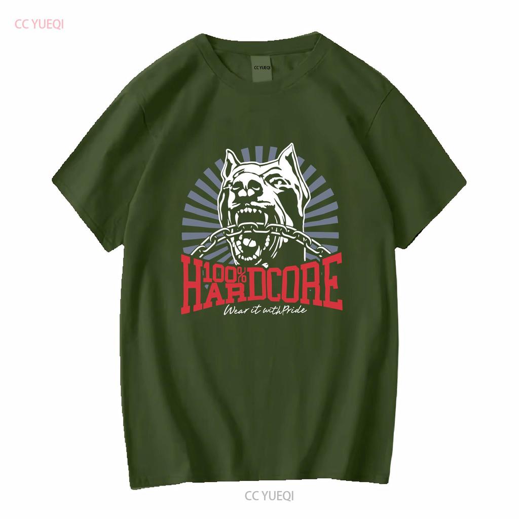 100 HARDCORE T Shirt Dog 1 Black Mens Gabber Pitbull vintage Washed homme Top For Everyday Wear Stretched Stylish Breathable