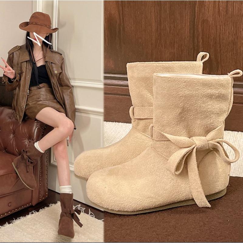 New Popular Suede Casual Boots for Women Fashionable Ankle Boots Short Slip On Flat Shoes Retro Versatile Soft Bottom Lady Boots