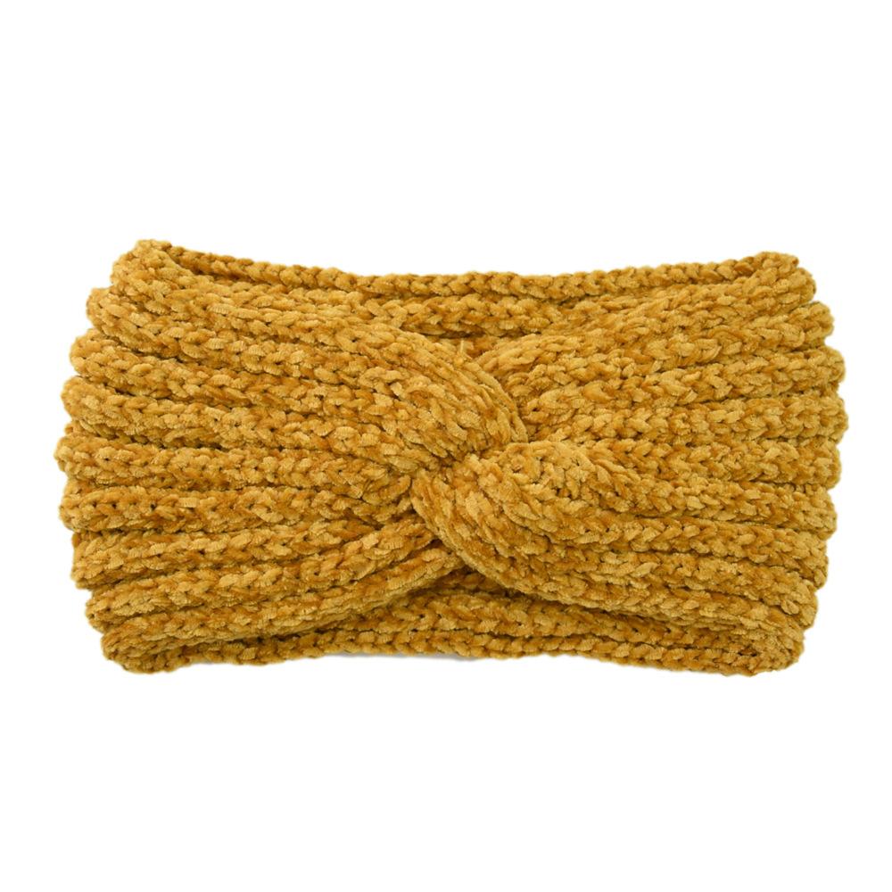 Windproof Going Out New Winter Solid Woolen Hairband Women'S Warm Wide Edge Cross Knitted Headband Hairband Accessories