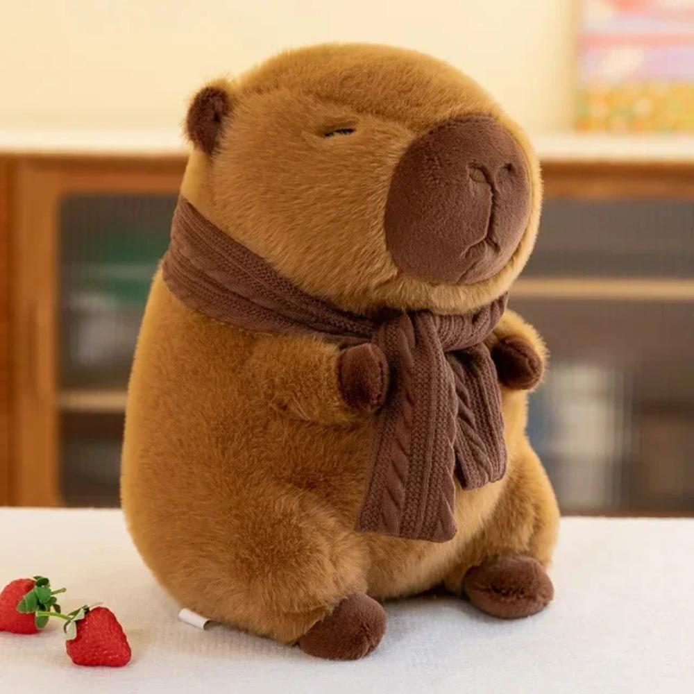 25-30CM Hot Plush Stuffed Doll Cute Scarf Pufferfish Plush Kawaii Animal Toy Children's Birthday Gift Capybara Doll Kids Toys
