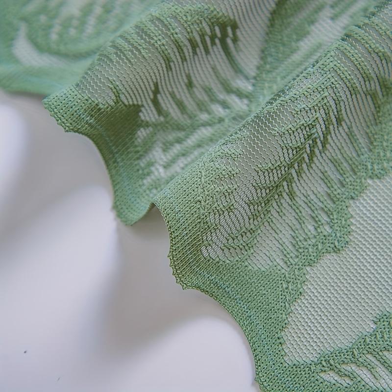 1 Panel French Country Green Leaf Print Semi-Sheer Gauze Curtain with Grommet Top Curtains For Living Room, Curtains For Bedroom, Sheer Curtains