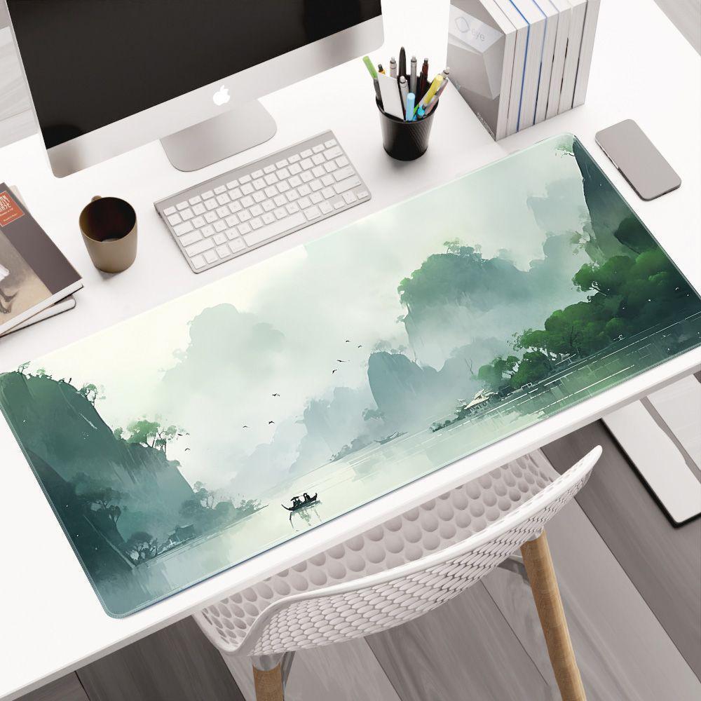 Ultra-Large Ink Wash Landscape Mouse Pad – Precision Locked Edge, Anti-Slip Desk Pad for Office or Home