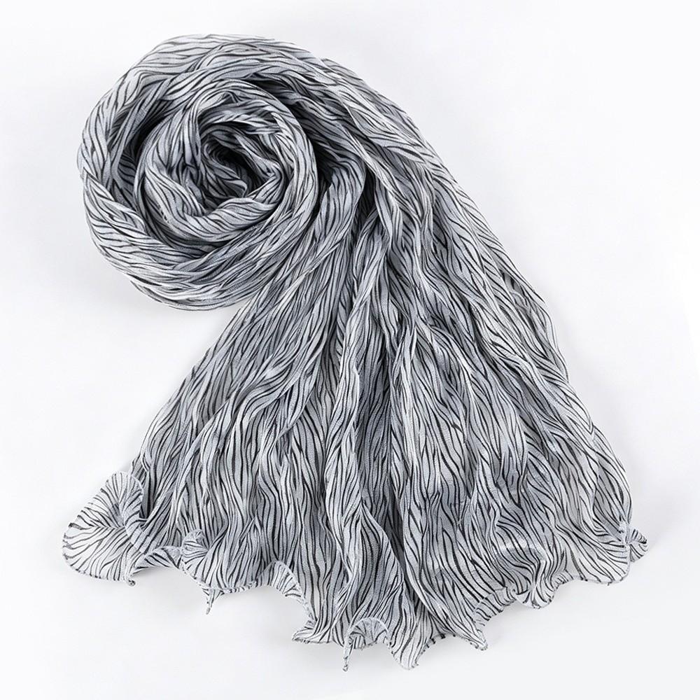 Ruffled Edge Silk Scarf Stripes Chiffon Hijab Veil High Qulaity Sunscreen Headscarf  Outdoor