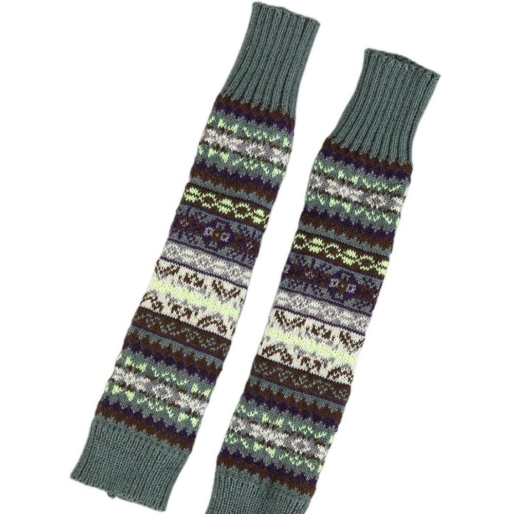 Bohemian Style Knitted Fingerless Sleeves Thickened Warmer Long Cuff Y2K Star Arm Cover  Winter