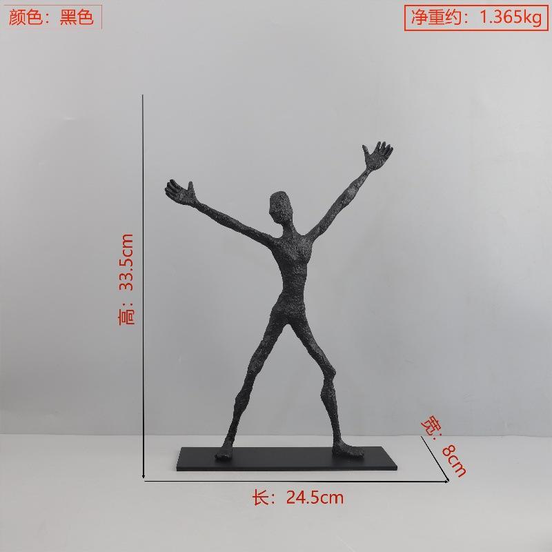 Geometrische Gusseisenfigur Skulptur Ornament Wohnzimmer Schwarze Skulpturen Handwerkskunst Charakterstatuen Heimdekorationen Figuren