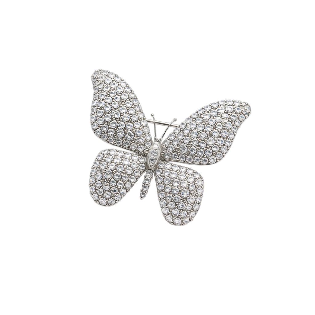 Butterfly Rhinestone Brooch Insect Shaped Pin Women’s Suit Lapel Accessory Elegant Metal Jewelry with Crystal Detailing