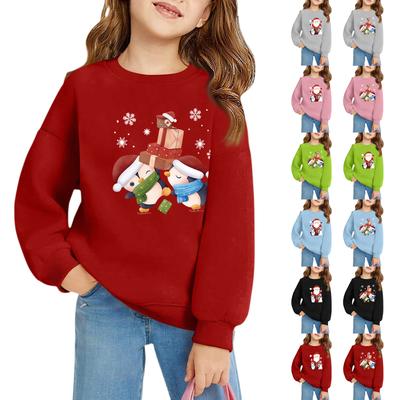 Pullovers de Natal de Gola Redonda para Meninas para Crianças Tops de Bebê Estampados