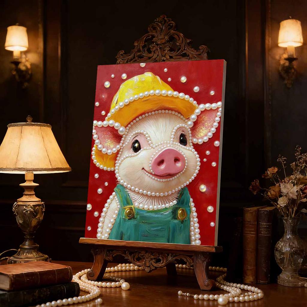 Handmade DIY Pearl Painting Cute Little Pig Theme Bedroom Living Room Frameless Diy Handmade Sticky Diamond Creative Canvas Painting