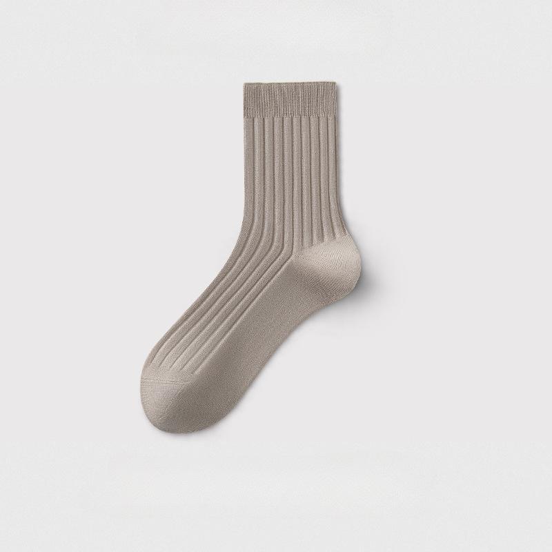 36-44 Plus High Quality Men's Business Cotton Socks Medium Vertical Stripe Breathable Sports Socks