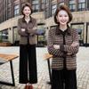 2025 Spring/Fall Women's Plaid Jacket - Casual Fashion for Middle-Aged & Elderly