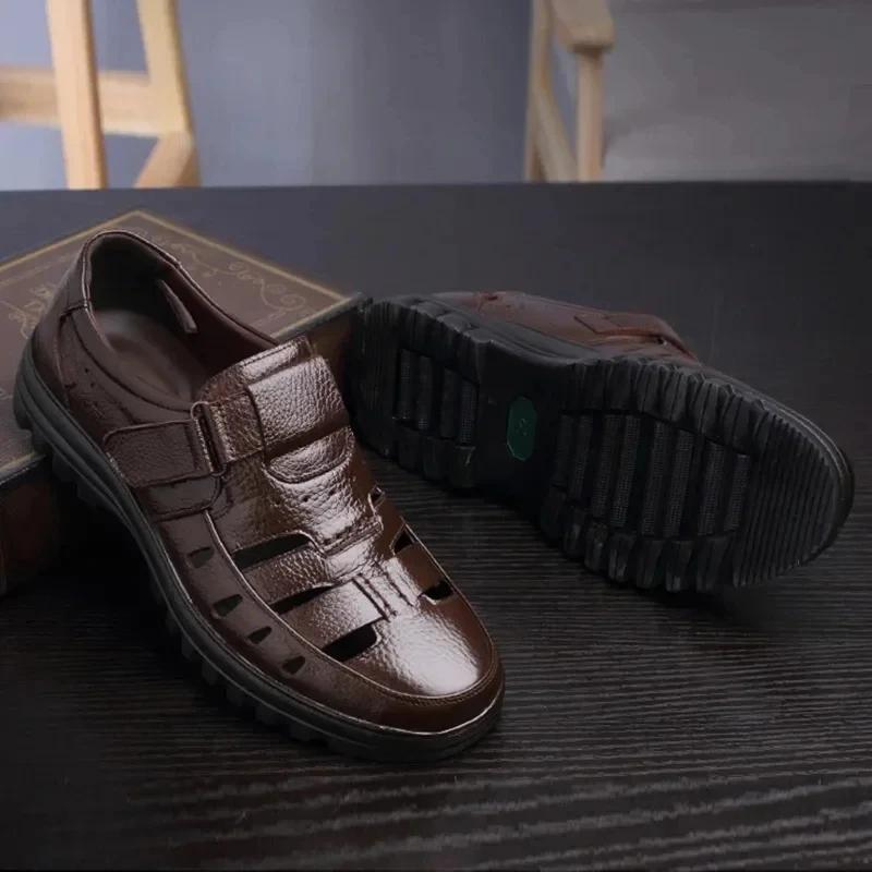 Men's Summer Sandals 2024 Luxury Artificial Leather Casual Shoes For Men Comfortable Moccasins Barefoot Outdoor Trekking Sandals