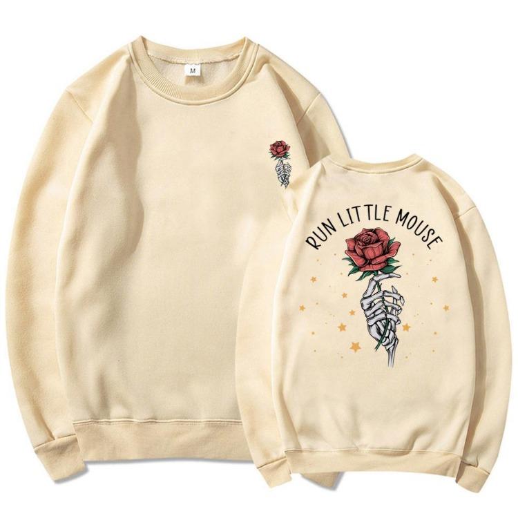 Dark Adeline Haunting Romance Book Lover Women Graphic Hoodies Sleeve Long Pullover Sweatshirt Run Little Mouse Gift