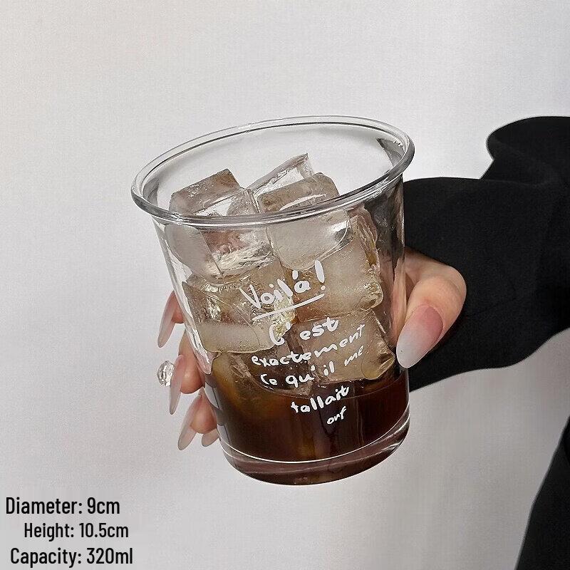 Qiwei English Letter Glass Coffee & Beverage Cup