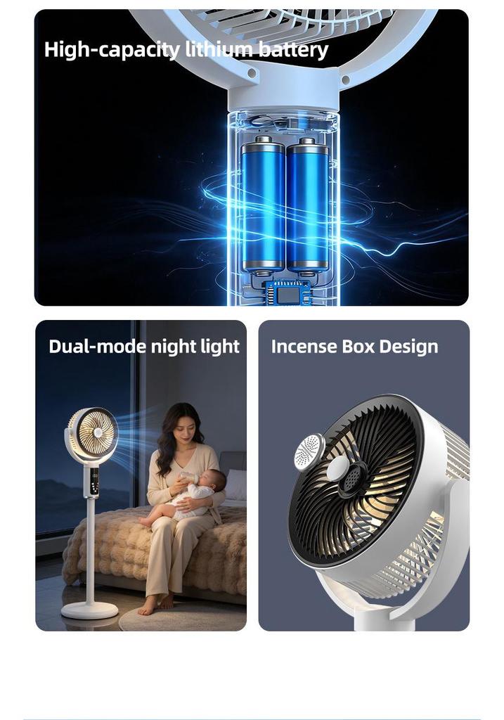 New Air Circulation Multifunctional Desktop & Vertical Digital Fan for Home & Dormitory Use