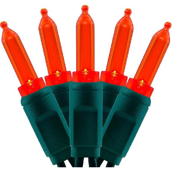 YULETIME 100 Multicolor One-Piece T5 LED Christmas Lights, 33 Ft High Waterproof UL Certified Green Wire String Lights (Multicolor)