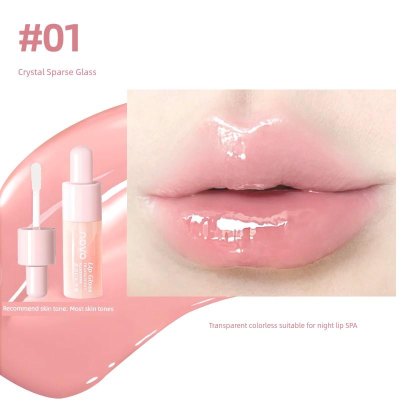 Novo Lip Gloss Mirror Water Light Glass Lip Transparent Lip Gloss Moisturizing and Nourishing Non-Greasy Lip Lacquer Girls Moisturizing Water Light