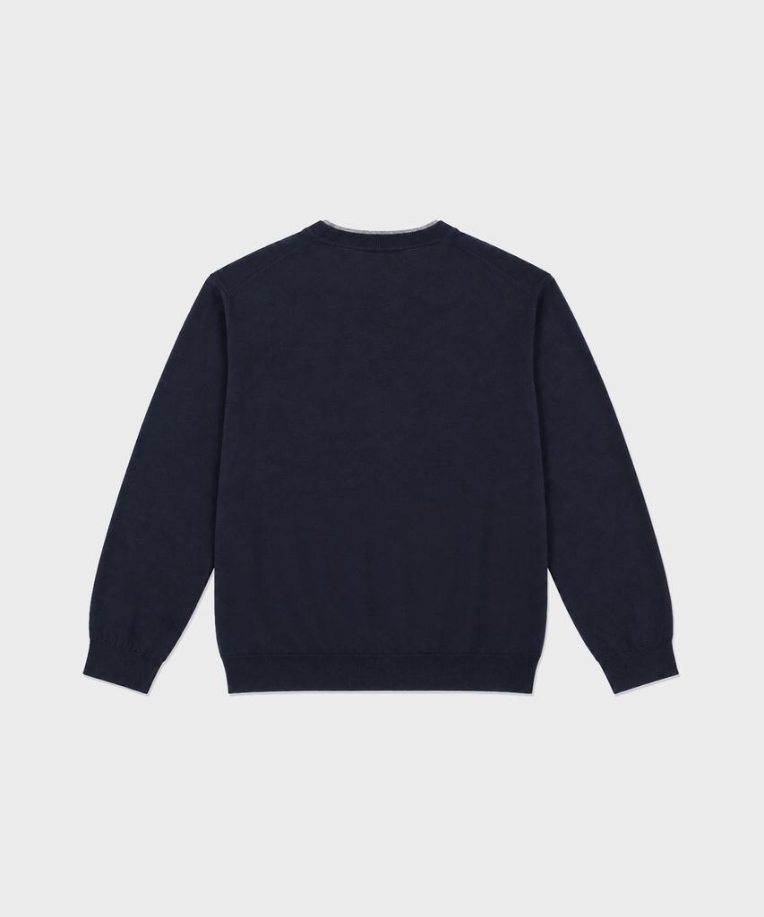 WORK ON BODY OFF Ars Semi-Overfit Layered V-Neck Knit [Navy]