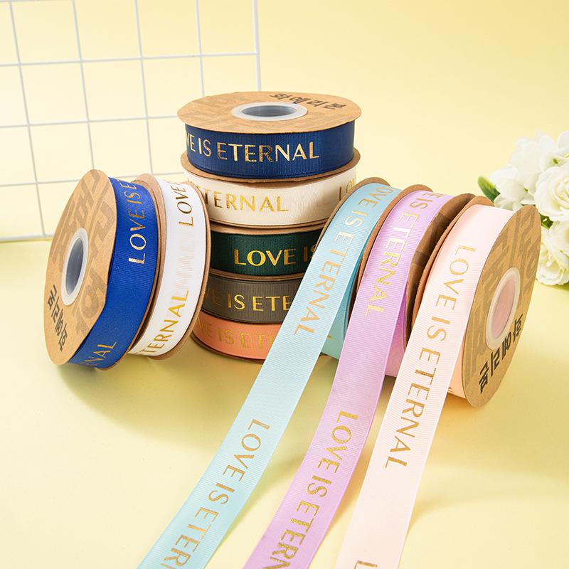 2,5 cm LOVE Heißgeprägtes Blumenband - Herzmotiv Bouquetmaterial