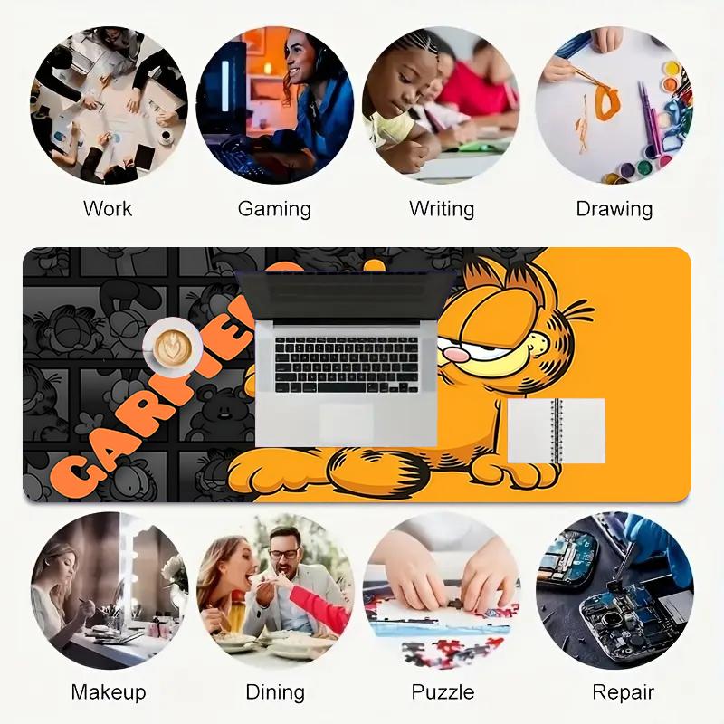 1Pc Garfield'S Playful Pose Gaming Mouse Pad Keyboard Desk Mat Non-slip Rubber Lock Edge Waterproof Computer Mousepad for Office Home Decor Ey13