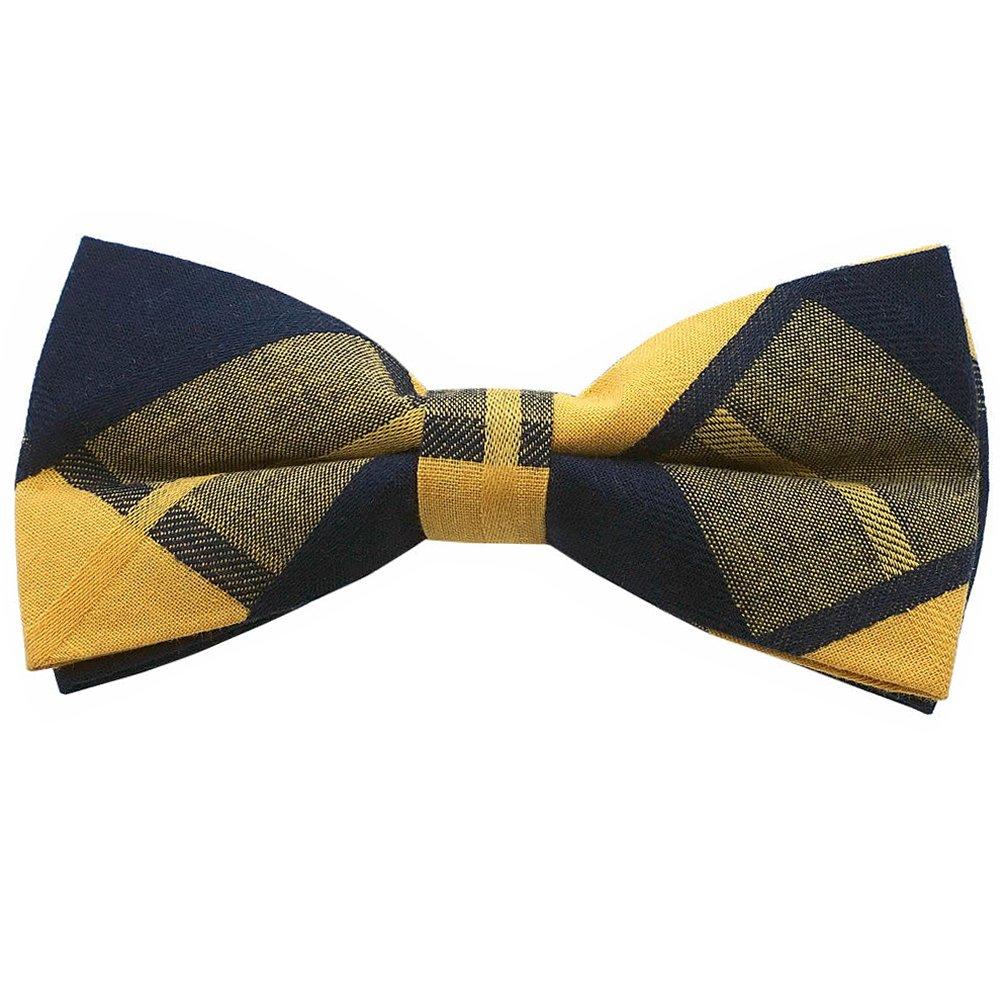 [Bowties.jp] Yellow Navy Check Bow Tie (Easy to Wear) bd216