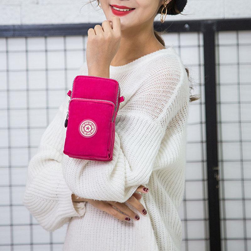 Women Portable Mobile Phone Mini Bags Nylon Waterproof Crossbody Bag Retro Fashion Purse Lady Wallet Clutch Trendy Wrist Arm Bag