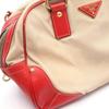 Used PRADA 2WAY Handbag BL0713 canvas leather Beige Red Used Women