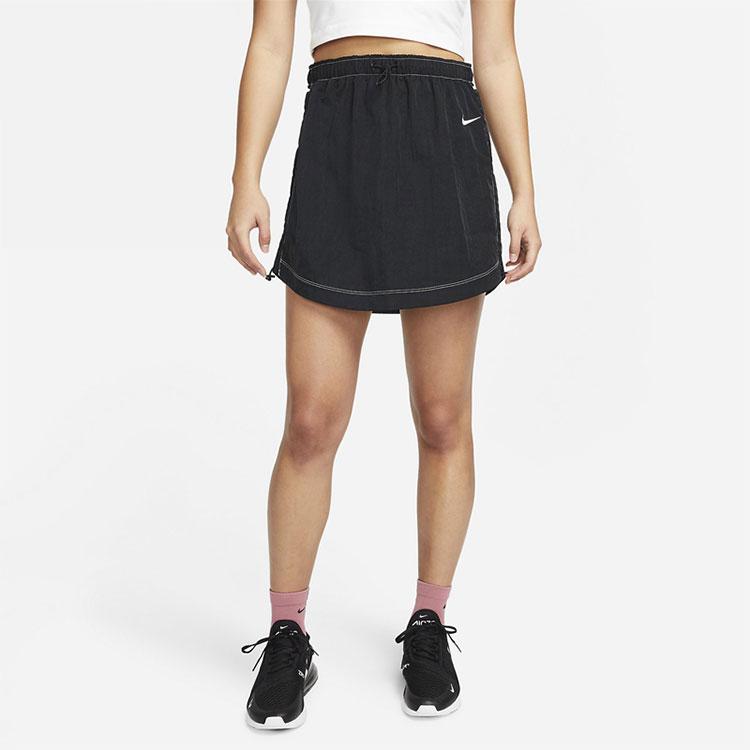 Nike Logo Woven High-Waisted Breathable A-Line Comfortable Casual Skirt Women Skirts Black DM6200-010