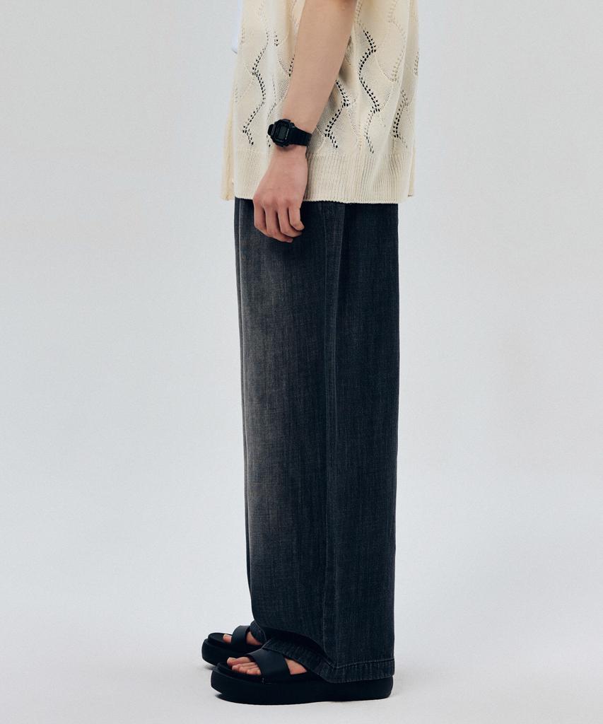 Lipeullaipeoki Lx8522 Linen-Like Easy Banding Relaxed Denim (Powder Black)