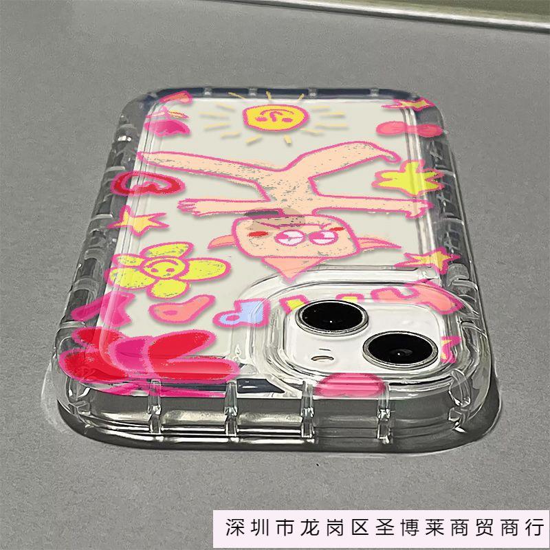 Cartoon graffiti villain apple 15 mobile phone case iphone14promax transparent soft glue 13/12/11 anti-drop xr