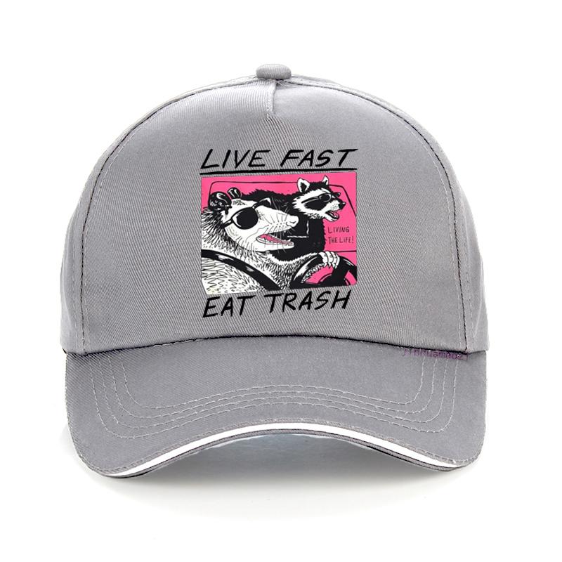 Live Fast Eat Trash Hat Fashion Design Unisex Women Baseball Cap Harajuku Summer Sun Cool Bonnet Adjustable Golf Snapback Hats