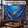 Octopus Sea Life Theme Throw Blanket Custom Name Text Personalized Blanket Soft Cozy Blanket for Home Sofa Bed